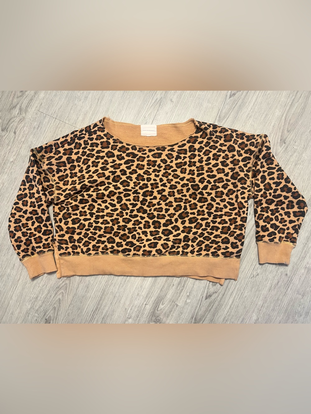 Poppy & Peonies Leopard Print Crewneck Sweater - Tan/Black
